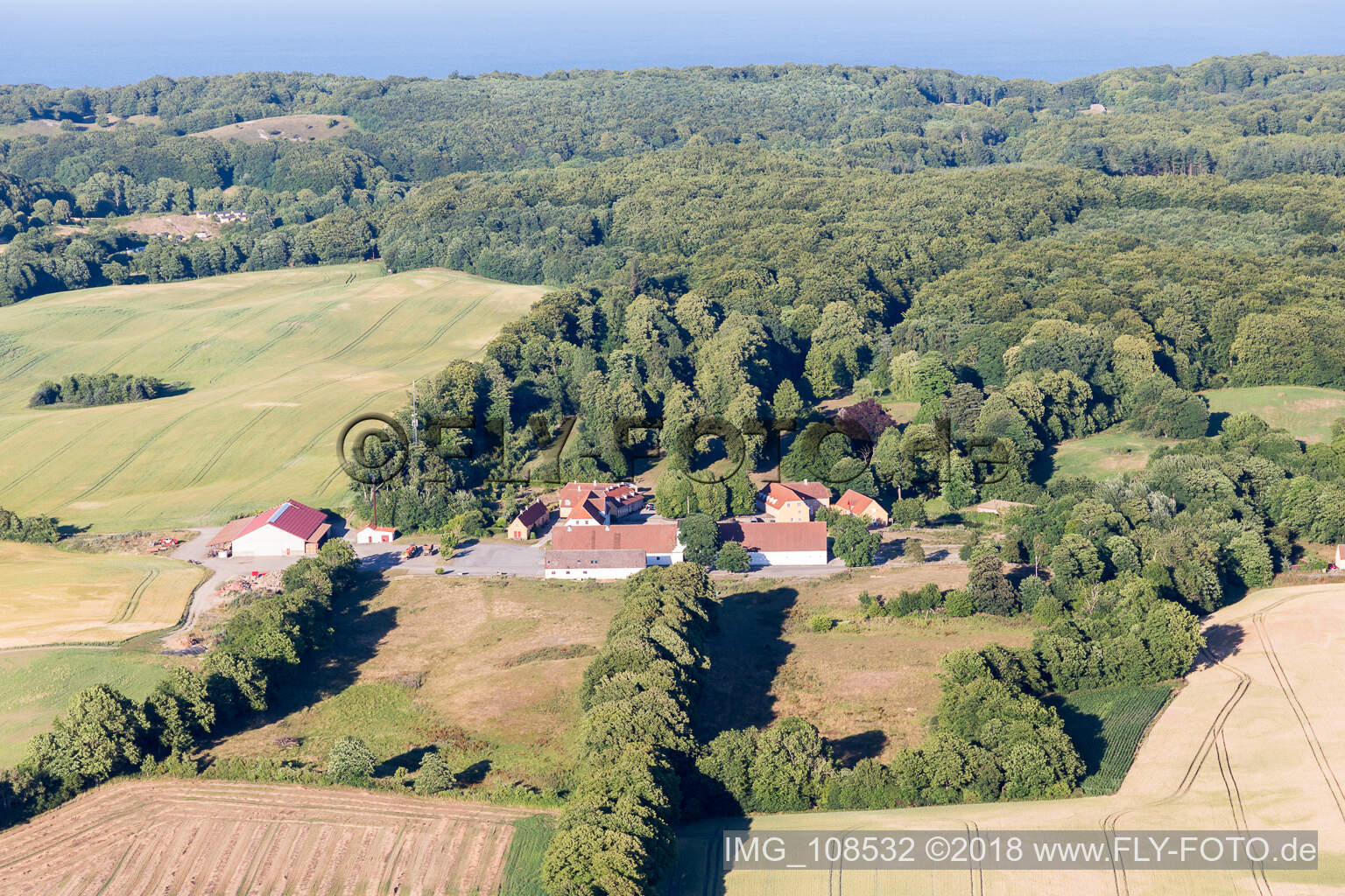 Aerial photograpy of Klintholm Mon (DK), Klintholm Gods in Borre in the state Zealand, Denmark