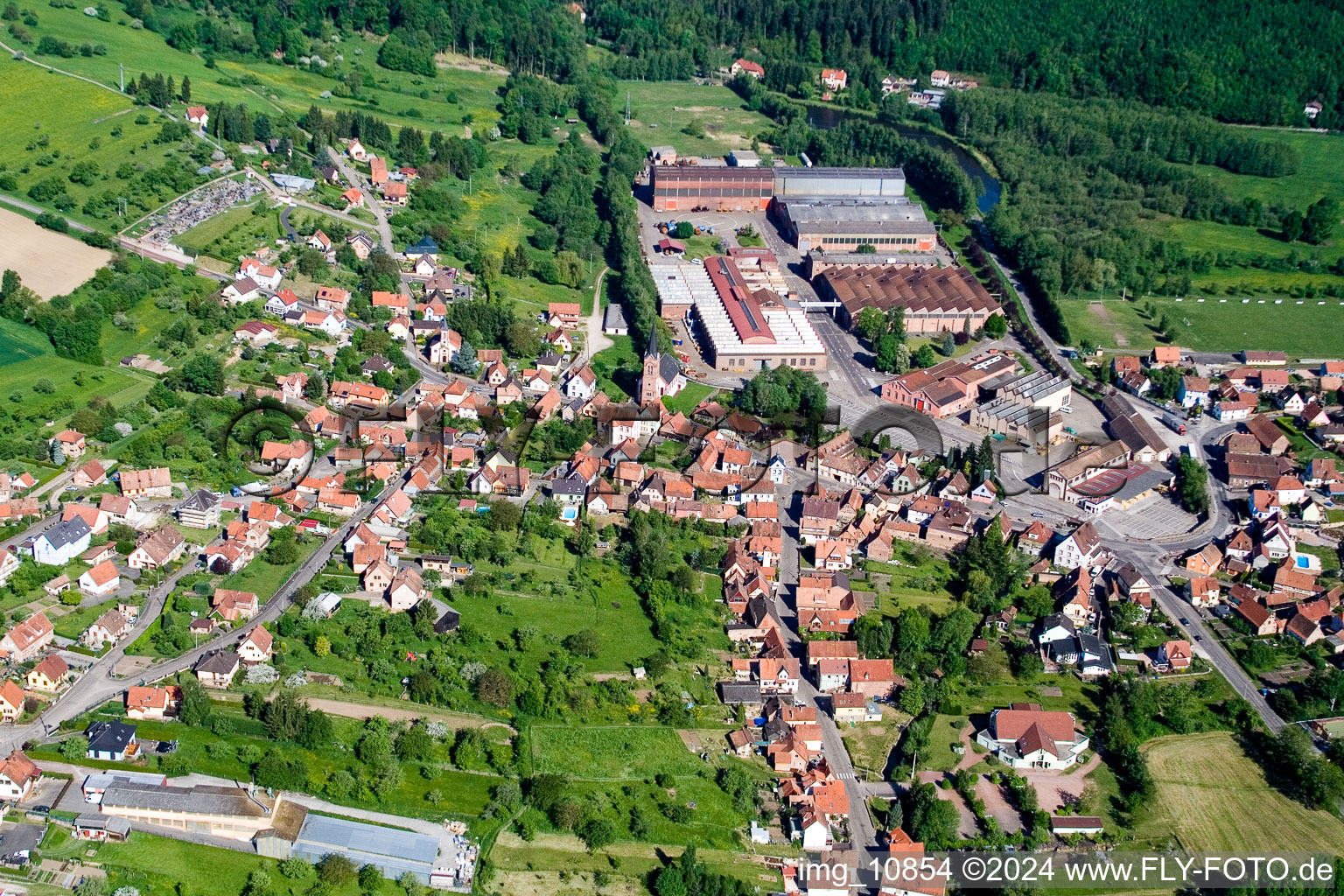 Drone image of Zinswiller in the state Bas-Rhin, France