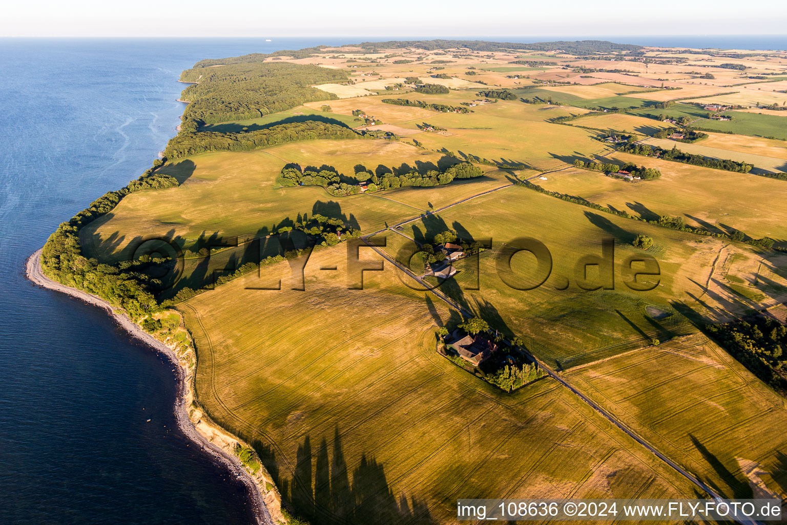 Fields and Forests of Moens Klint on the high shores of the Baltic sea in Borre in Region Sjaelland, Denmark