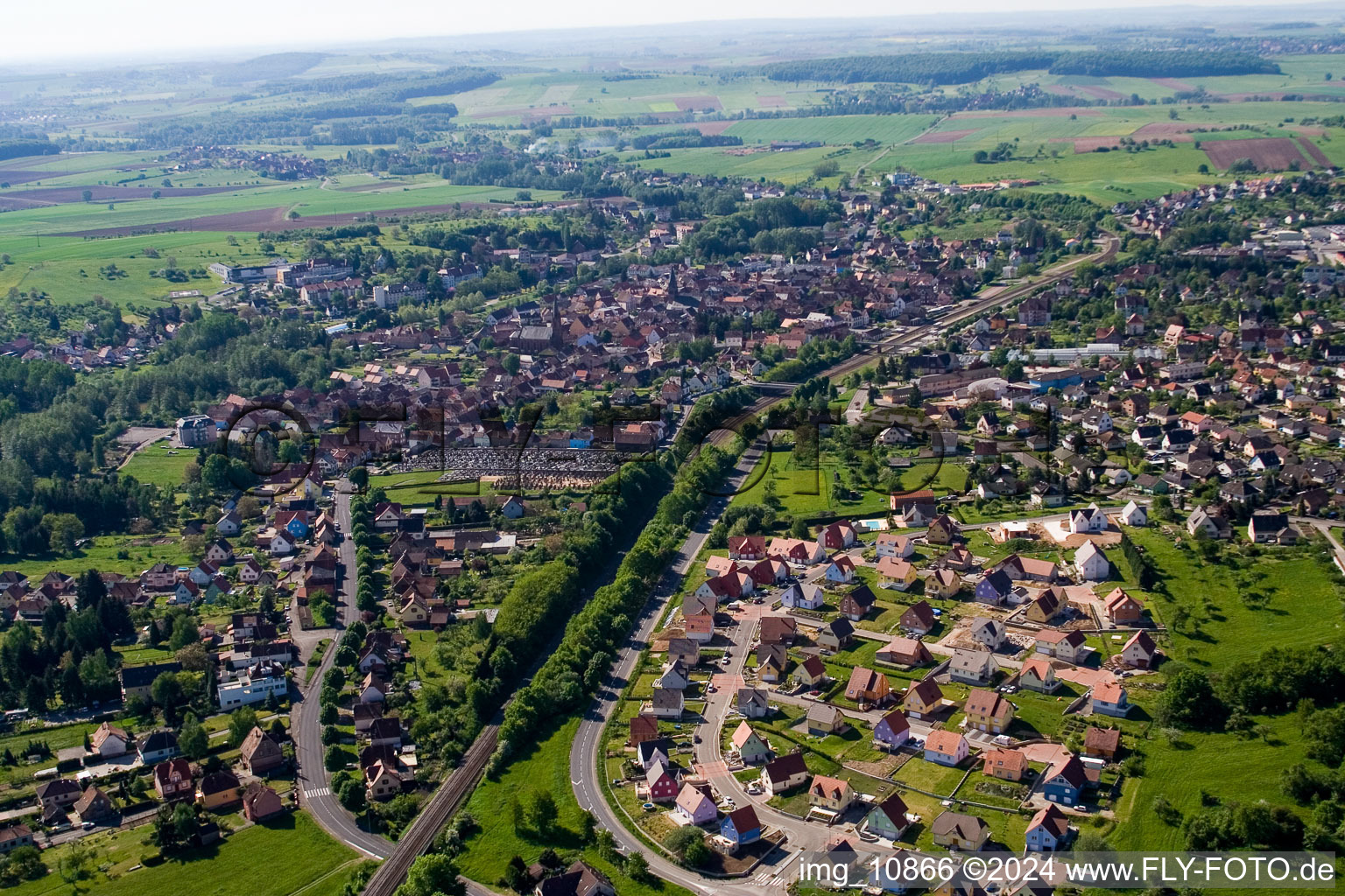 Town View of the streets and houses of the residential areas in Ingwiller in Grand Est, France
