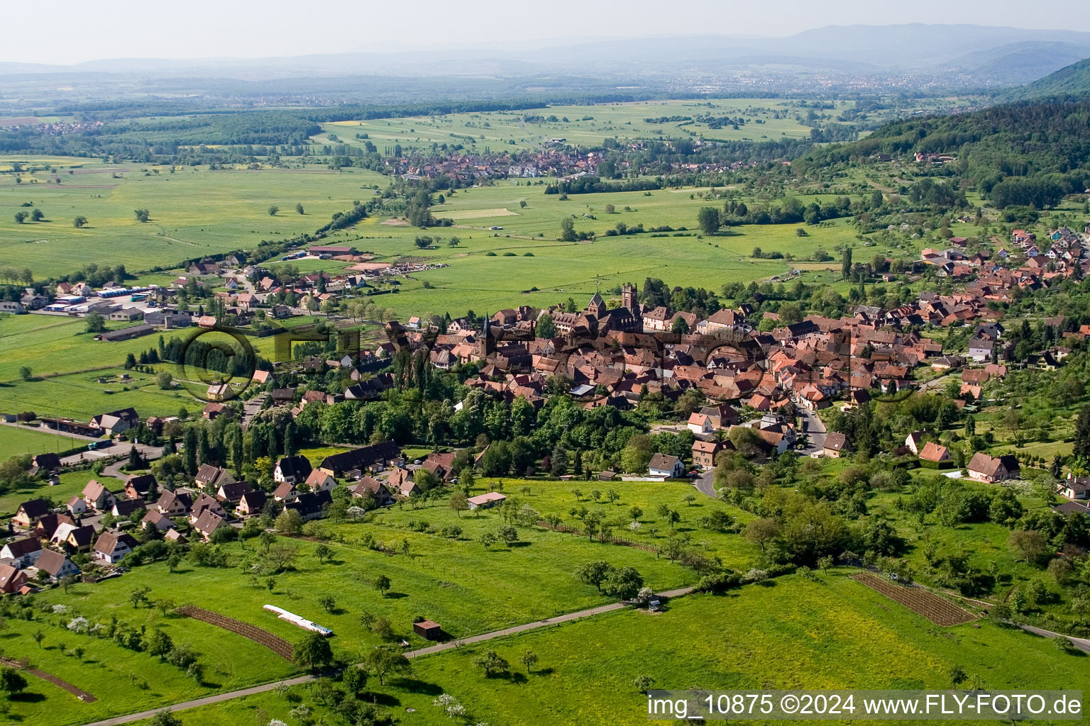 Neuwiller-lès-Saverne in the state Bas-Rhin, France from the plane