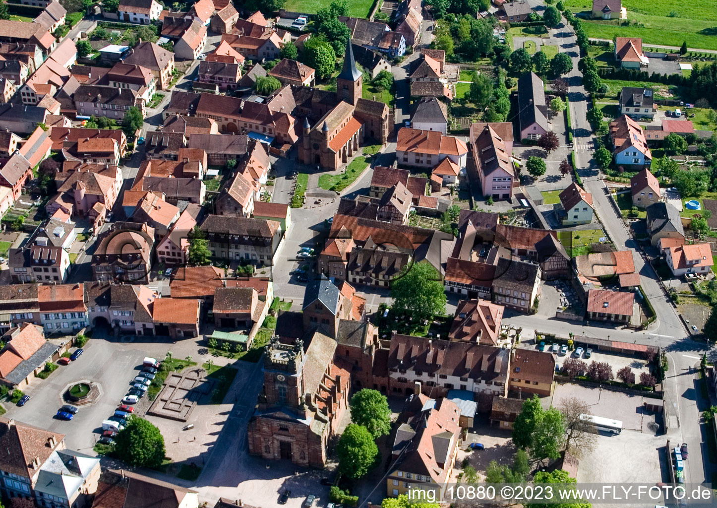 Drone image of Neuwiller-lès-Saverne in the state Bas-Rhin, France