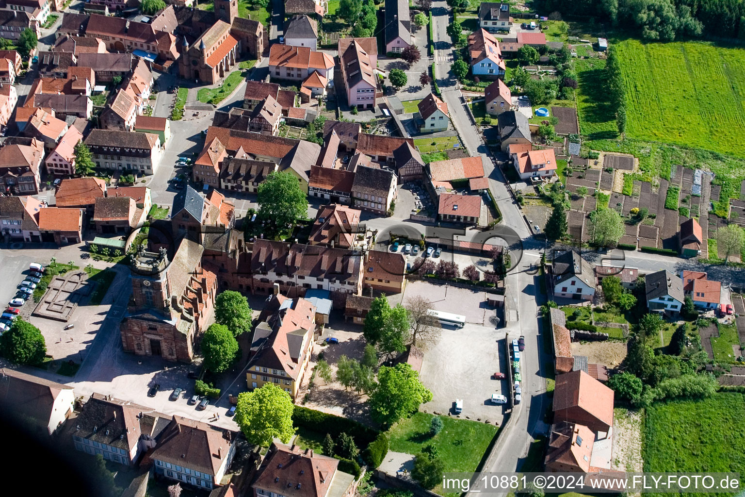 Neuwiller-lès-Saverne in the state Bas-Rhin, France from the drone perspective