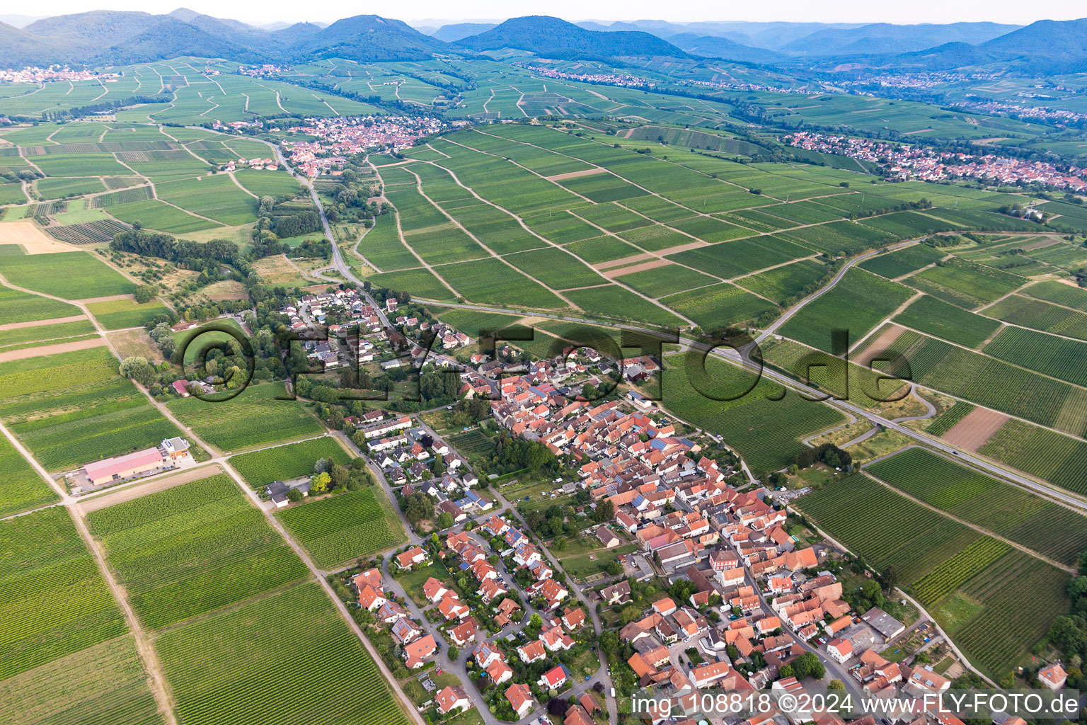 District Wollmesheim in Landau in der Pfalz in the state Rhineland-Palatinate, Germany seen from above