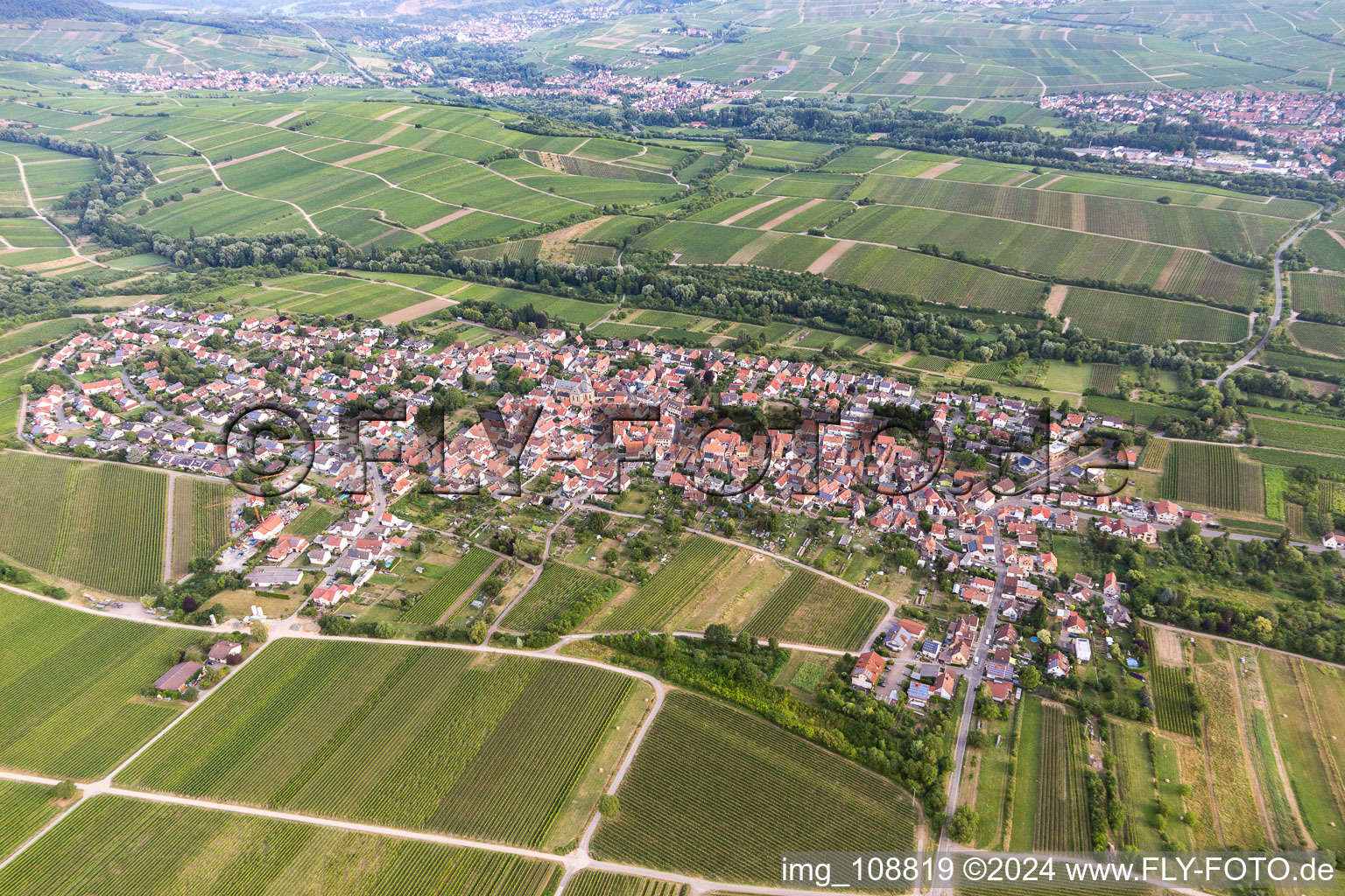 District Wollmesheim in Landau in der Pfalz in the state Rhineland-Palatinate, Germany from the plane