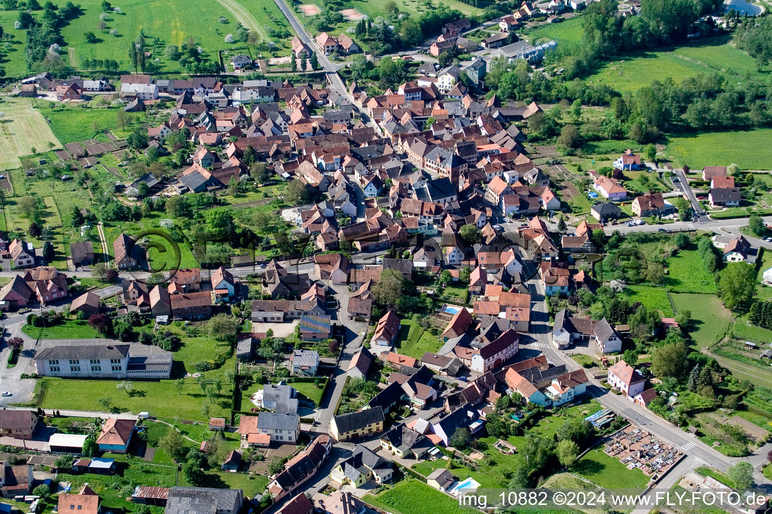 Village view in Dossenheim-sur-Zinsel in the state Bas-Rhin, France