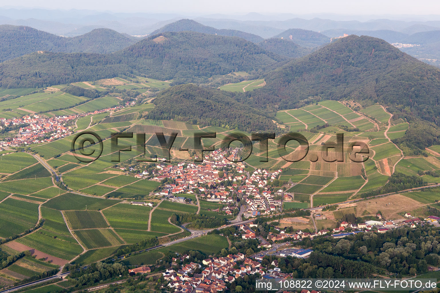 Birkweiler in the state Rhineland-Palatinate, Germany viewn from the air