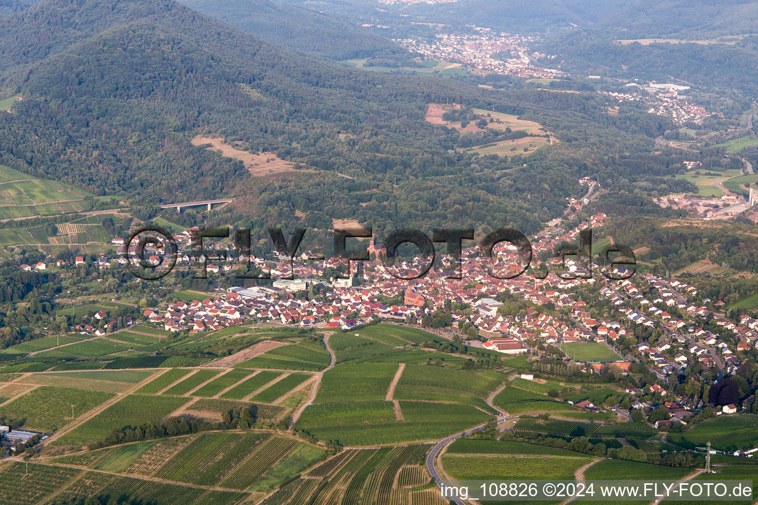 Albersweiler in the state Rhineland-Palatinate, Germany from above