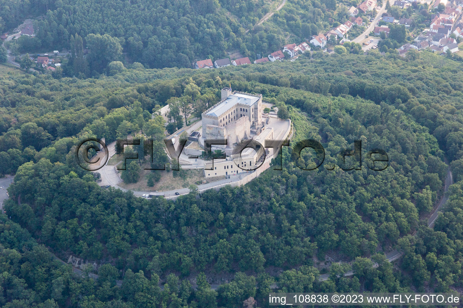 Drone image of Oberhambach, Hambach Castle in the district Diedesfeld in Neustadt an der Weinstraße in the state Rhineland-Palatinate, Germany