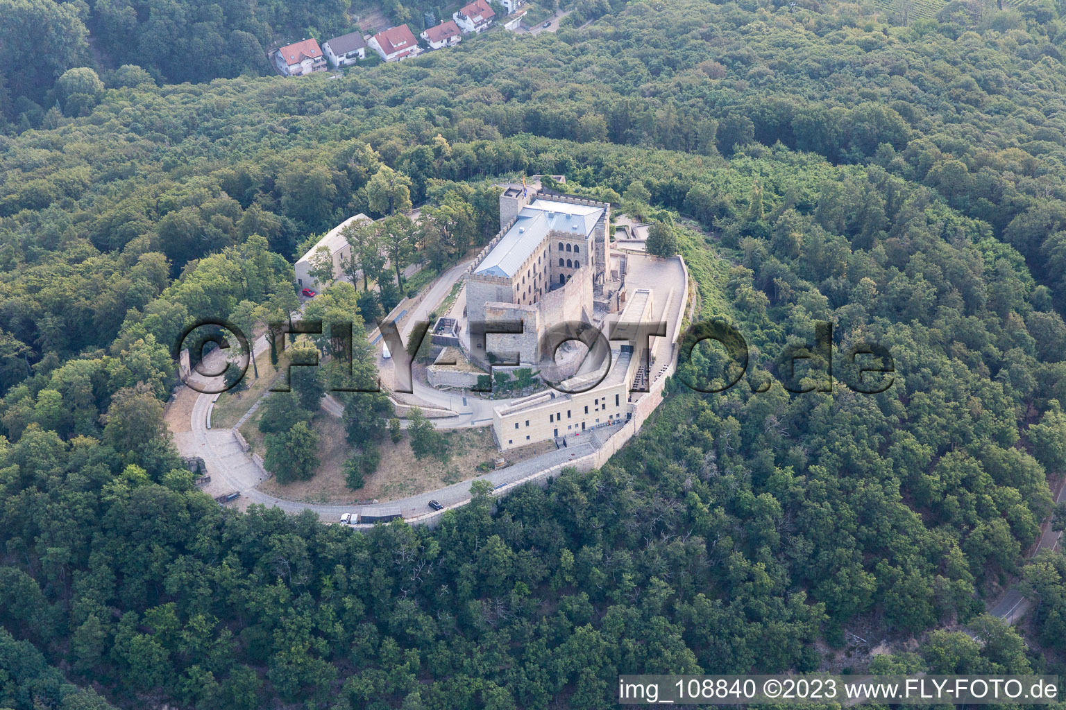 Oberhambach, Hambach Castle in the district Diedesfeld in Neustadt an der Weinstraße in the state Rhineland-Palatinate, Germany from a drone