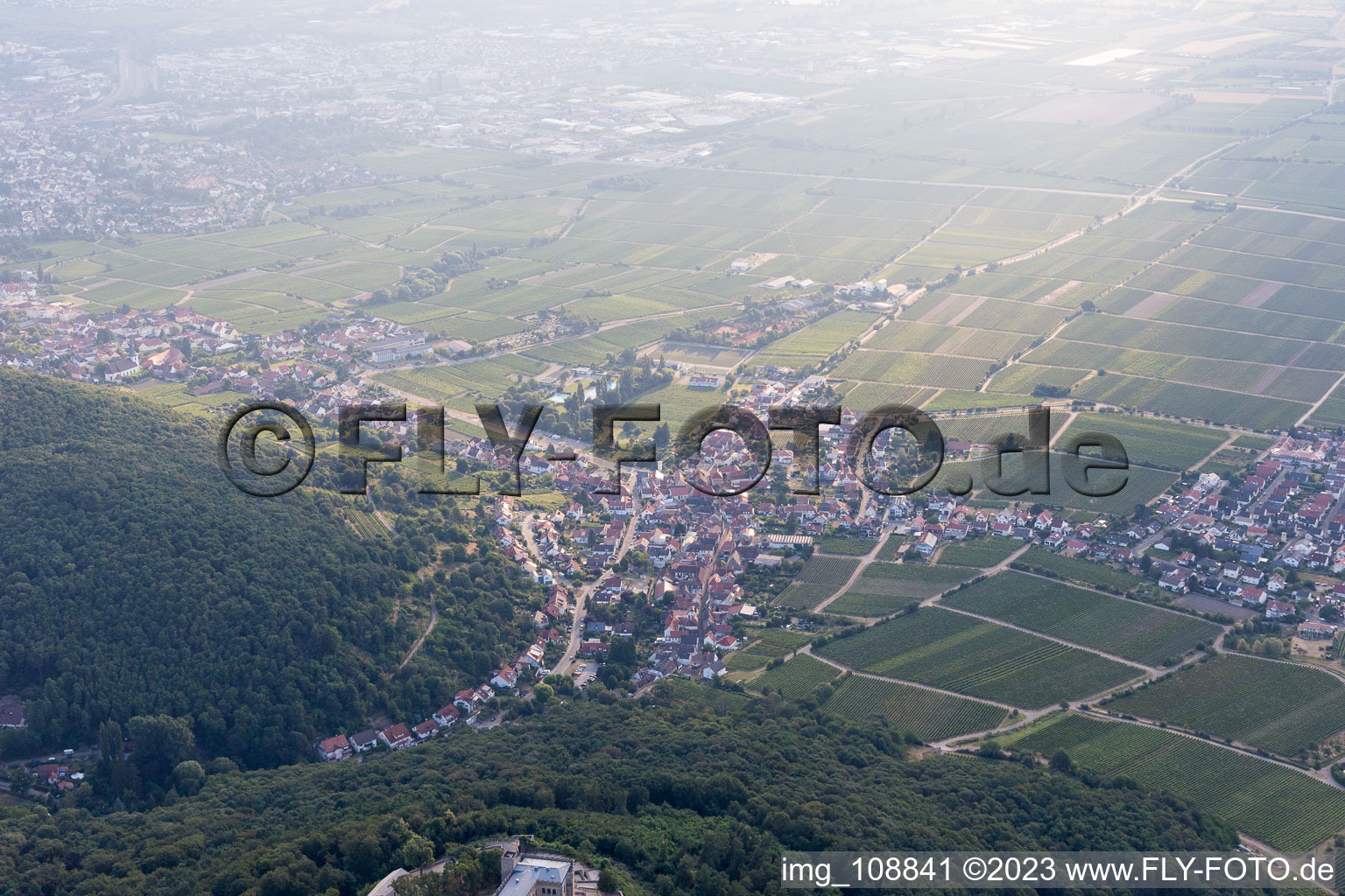 Bird's eye view of District Hambach an der Weinstraße in Neustadt an der Weinstraße in the state Rhineland-Palatinate, Germany