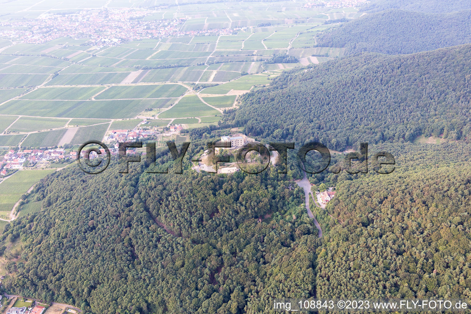 District Diedesfeld in Neustadt an der Weinstraße in the state Rhineland-Palatinate, Germany from above