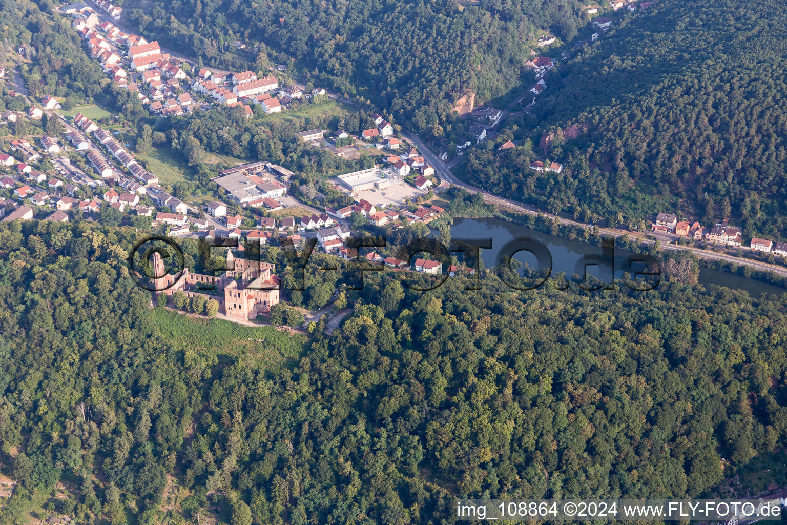 Aerial view of Limburg Monastery in the district Grethen in Bad Dürkheim in the state Rhineland-Palatinate, Germany