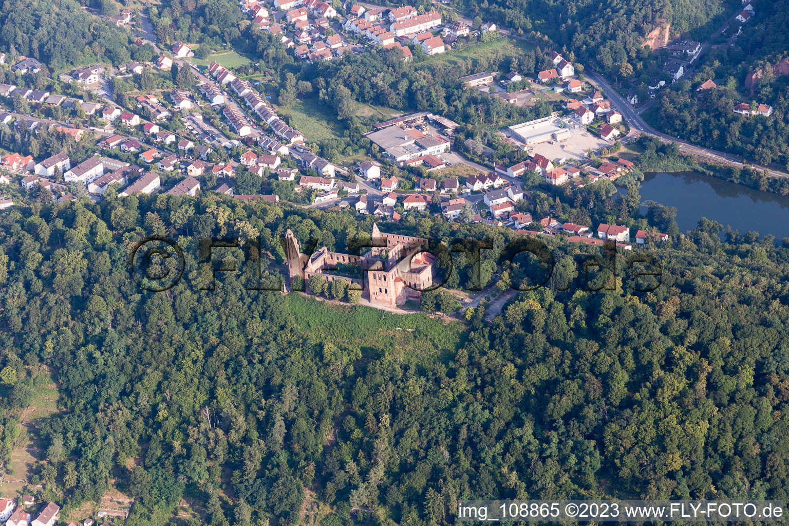 Aerial photograpy of Limburg Monastery in the district Grethen in Bad Dürkheim in the state Rhineland-Palatinate, Germany