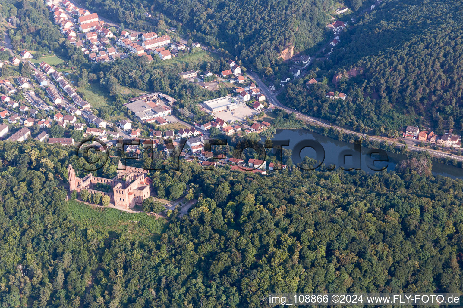 Oblique view of Limburg Monastery in the district Grethen in Bad Dürkheim in the state Rhineland-Palatinate, Germany