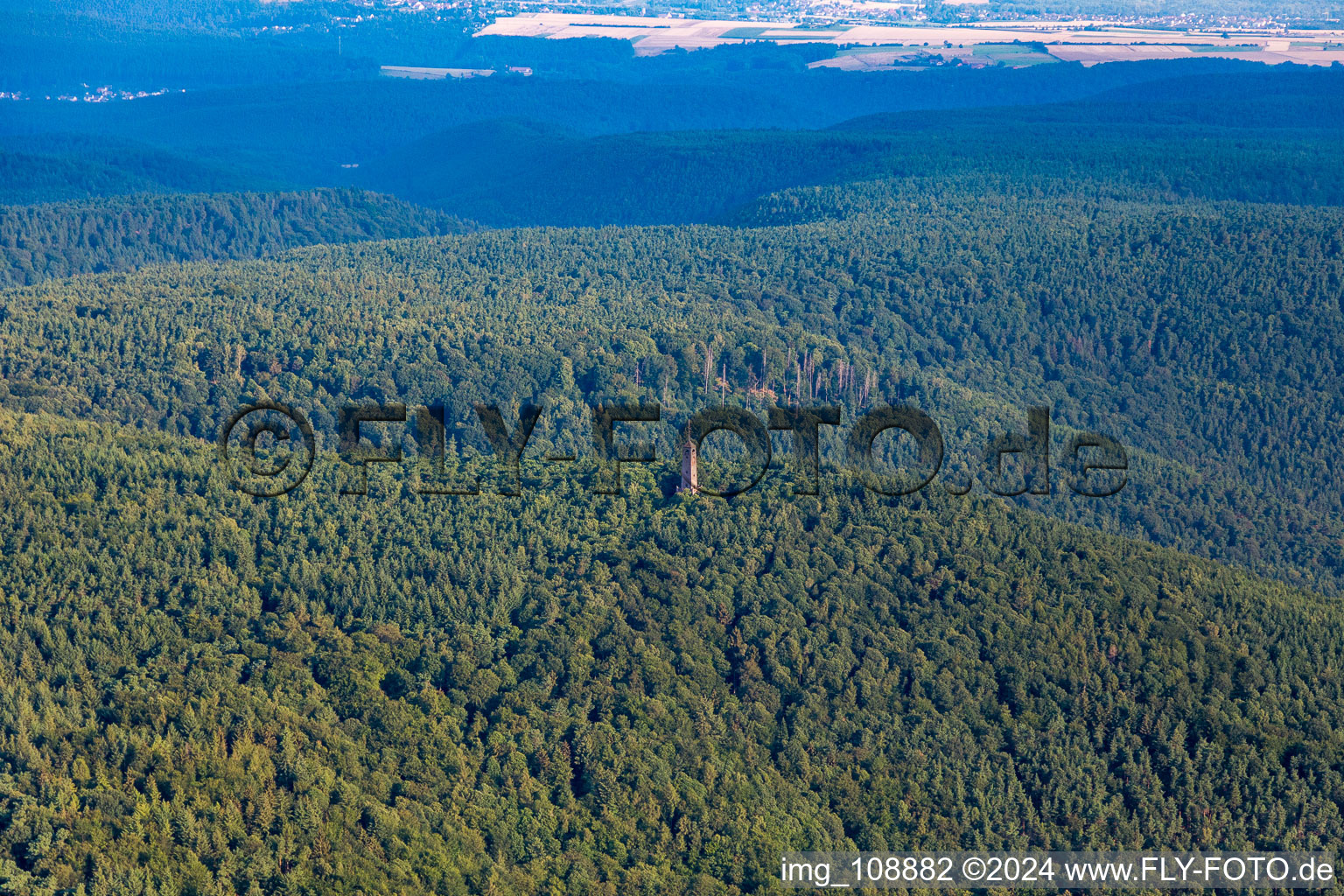 Aerial view of Bismarck Tower in Kallstadt in the state Rhineland-Palatinate, Germany