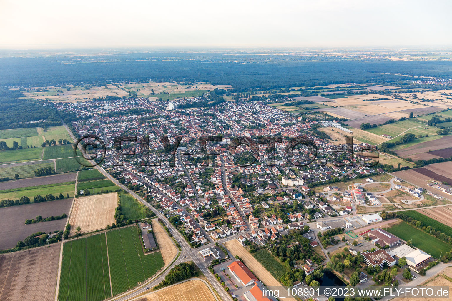 Aerial view of District Iggelheim in Böhl-Iggelheim in the state Rhineland-Palatinate, Germany