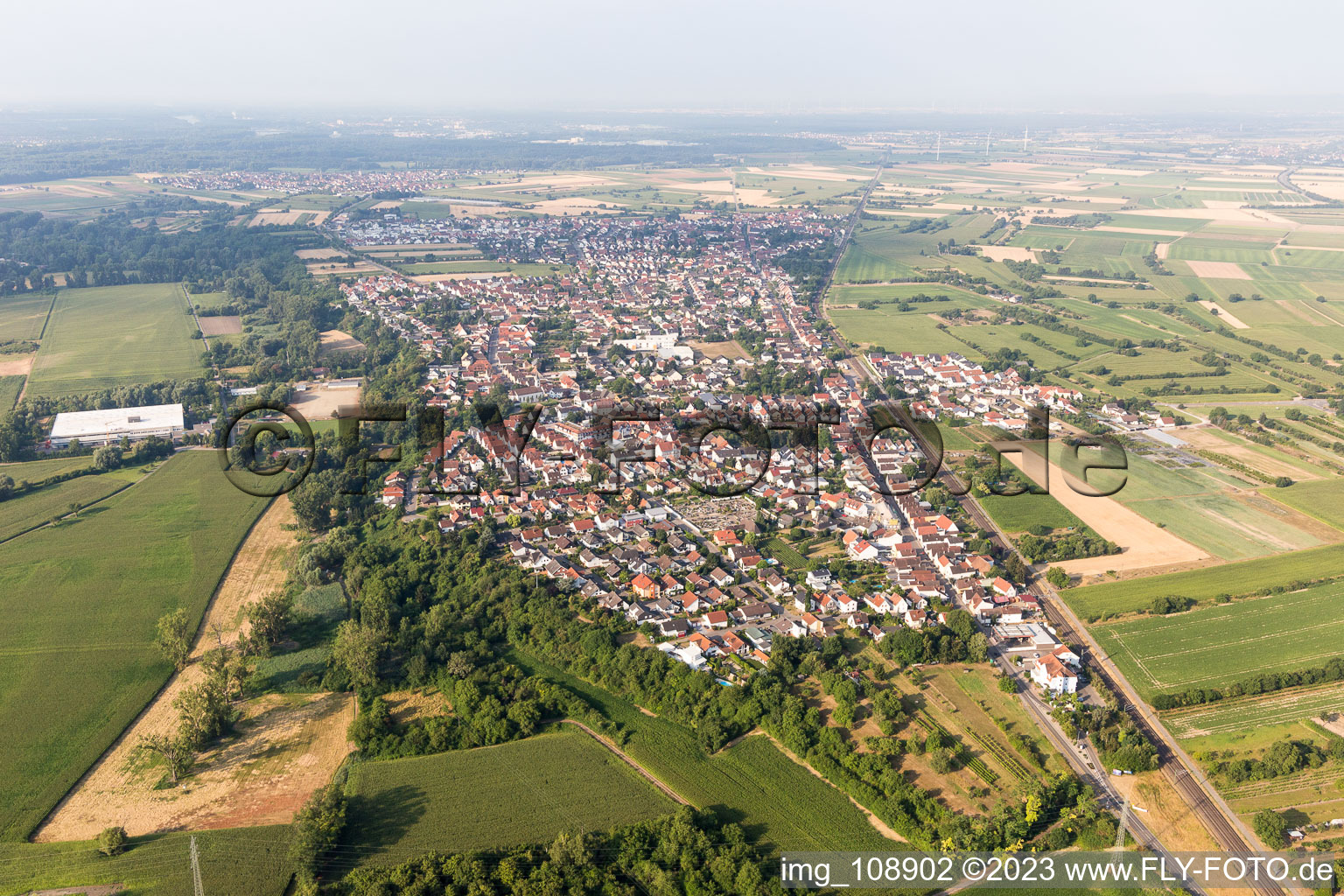 District Berghausen in Römerberg in the state Rhineland-Palatinate, Germany out of the air