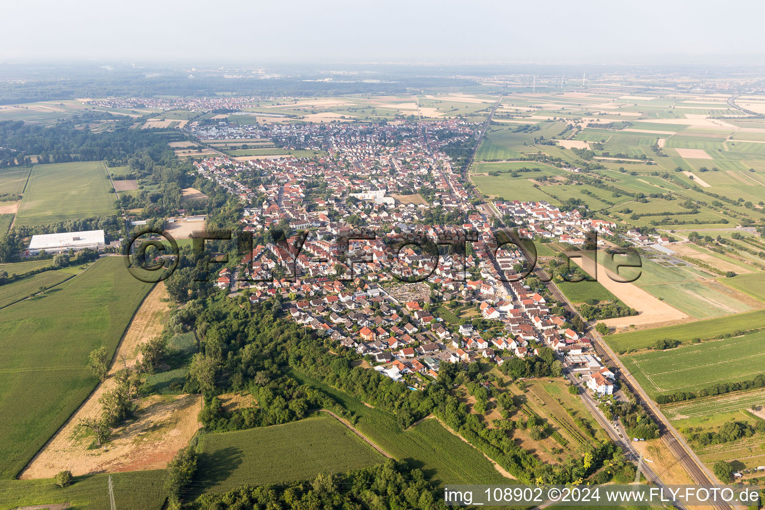 District Berghausen in Römerberg in the state Rhineland-Palatinate, Germany out of the air