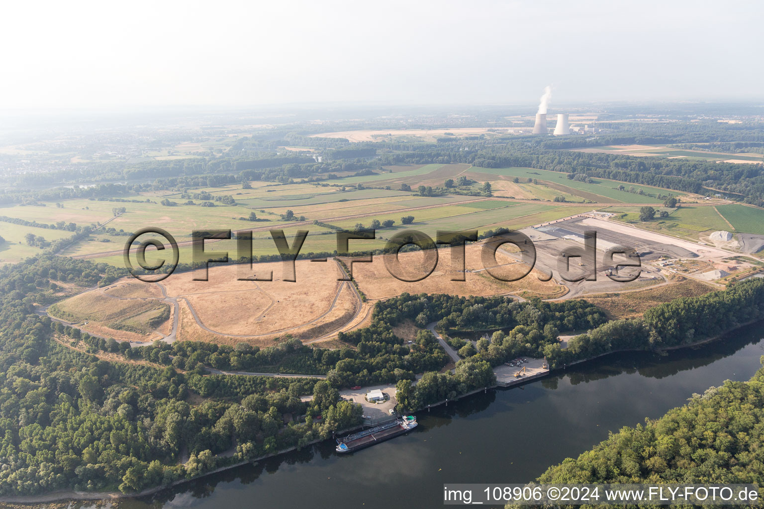 Aerial view of Flotzgrün Island in Speyer in the state Rhineland-Palatinate, Germany