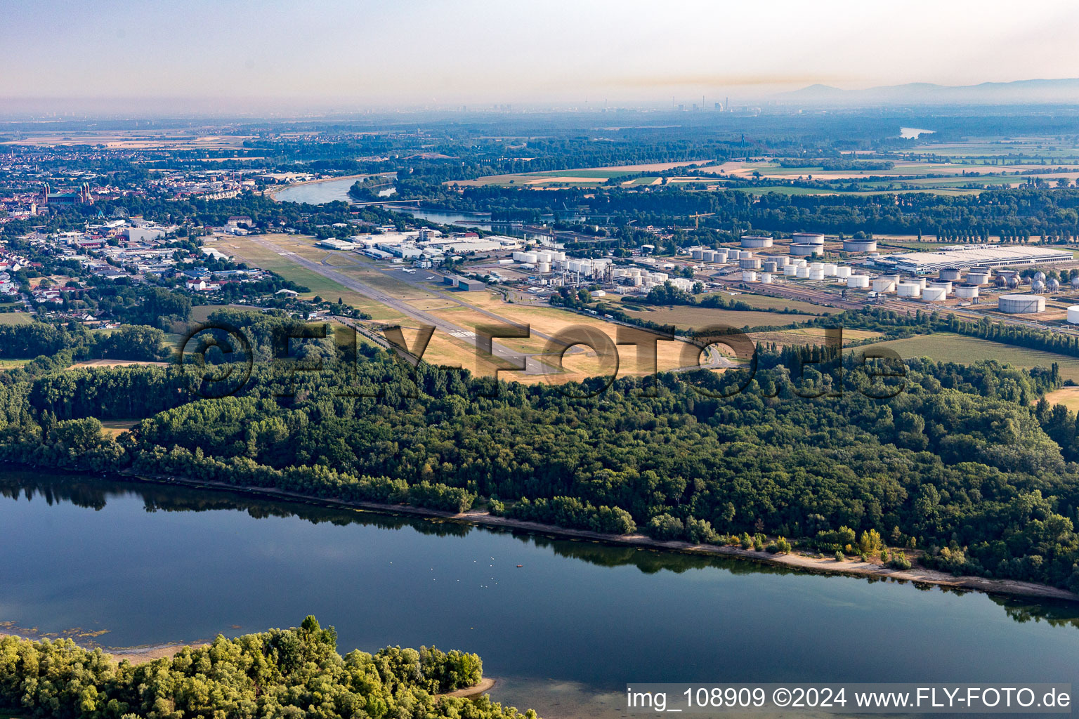 Airport in Speyer in the state Rhineland-Palatinate, Germany from above