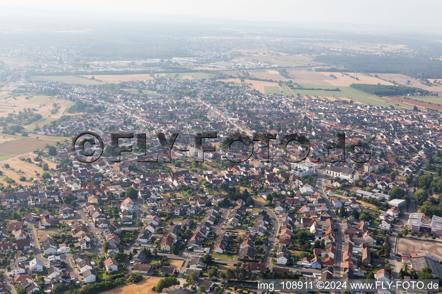 District Oberhausen in Oberhausen-Rheinhausen in the state Baden-Wuerttemberg, Germany viewn from the air