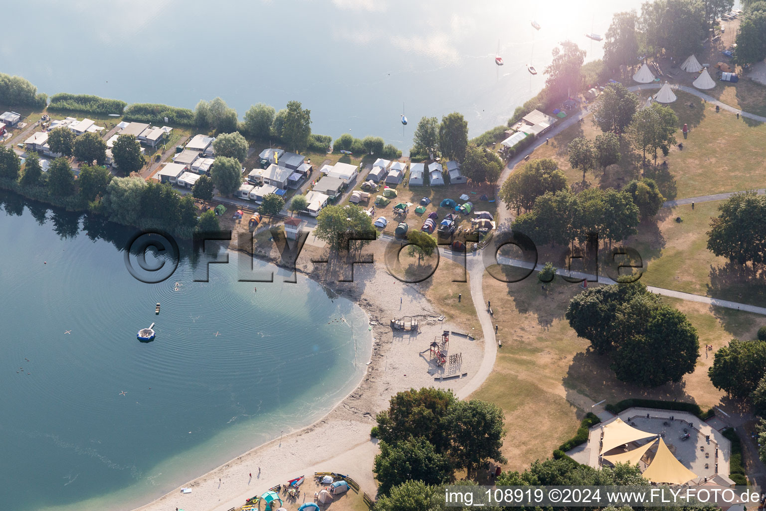 Erlichsee in the district Oberhausen in Oberhausen-Rheinhausen in the state Baden-Wuerttemberg, Germany from the plane