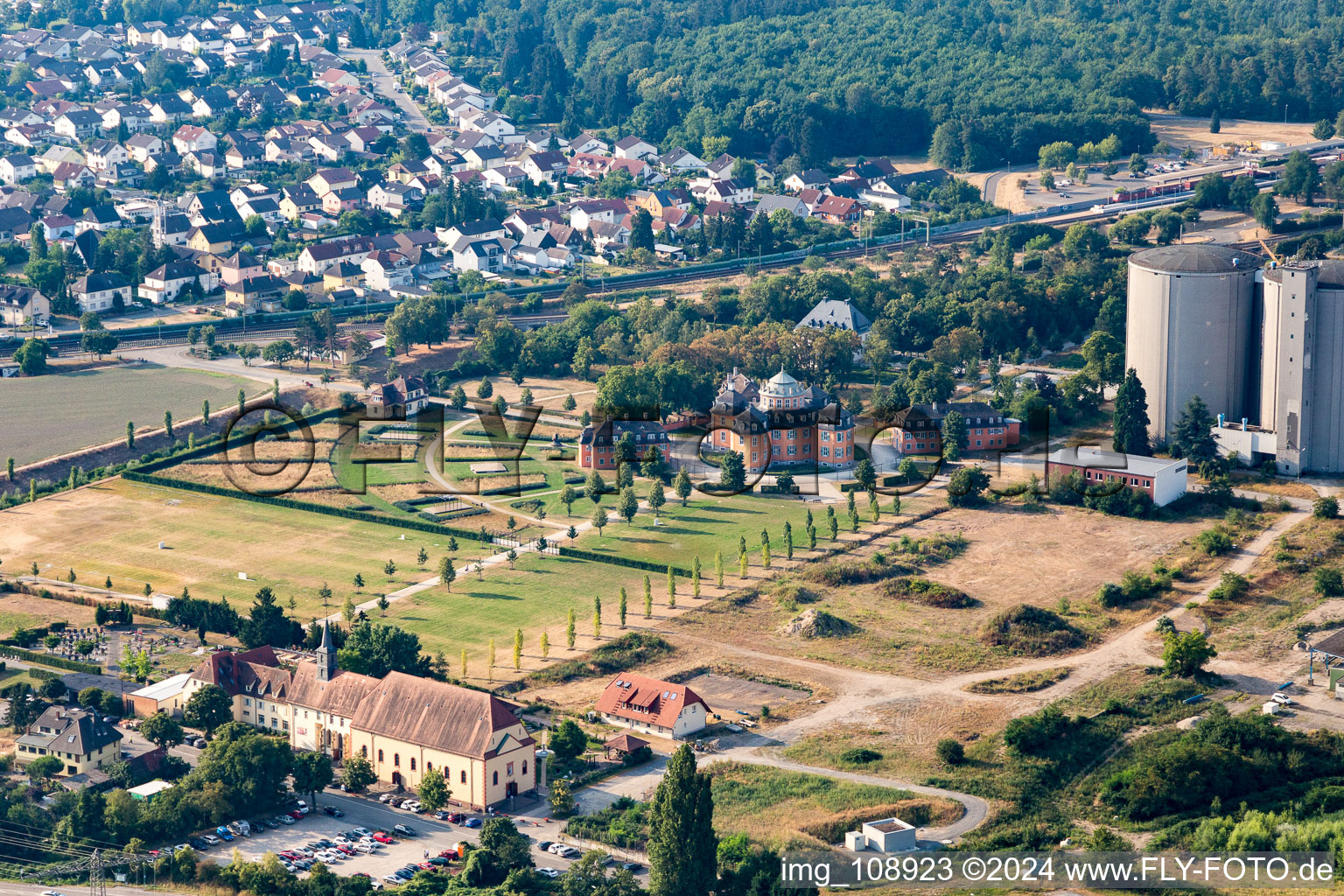 Aerial photograpy of Hermitage in Waghäusel in the state Baden-Wuerttemberg, Germany