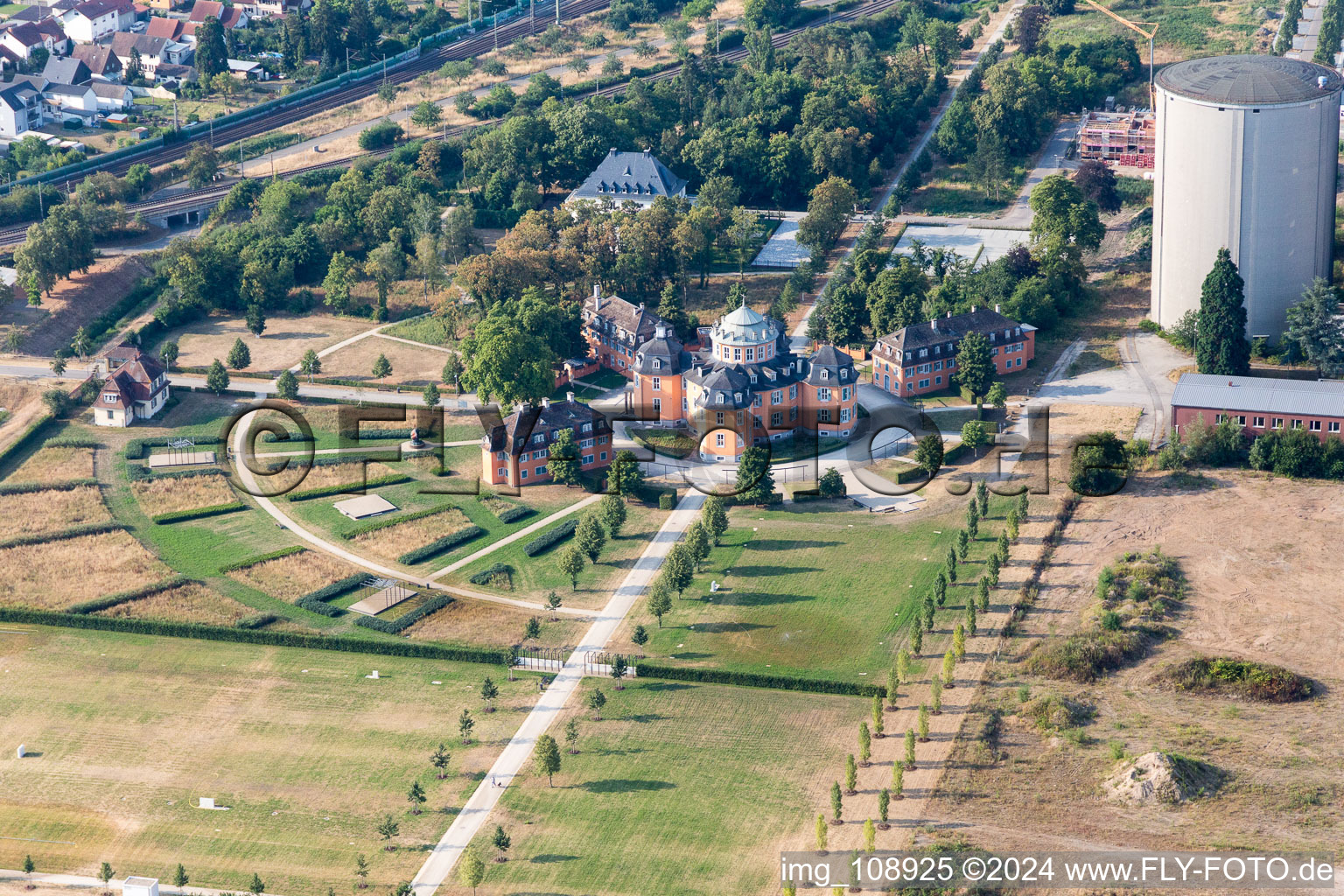 Waghäusel in the state Baden-Wuerttemberg, Germany seen from a drone