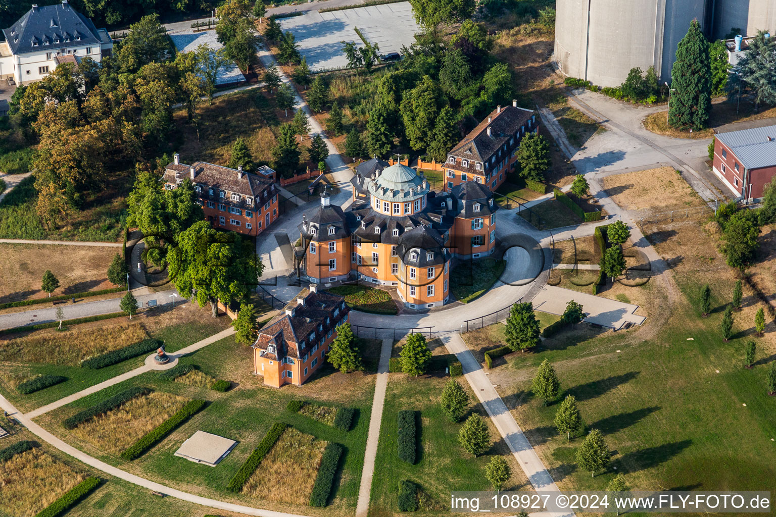 Buildings and parks at the mansion Eremitage in Waghaeusel in the state Baden-Wurttemberg, Germany