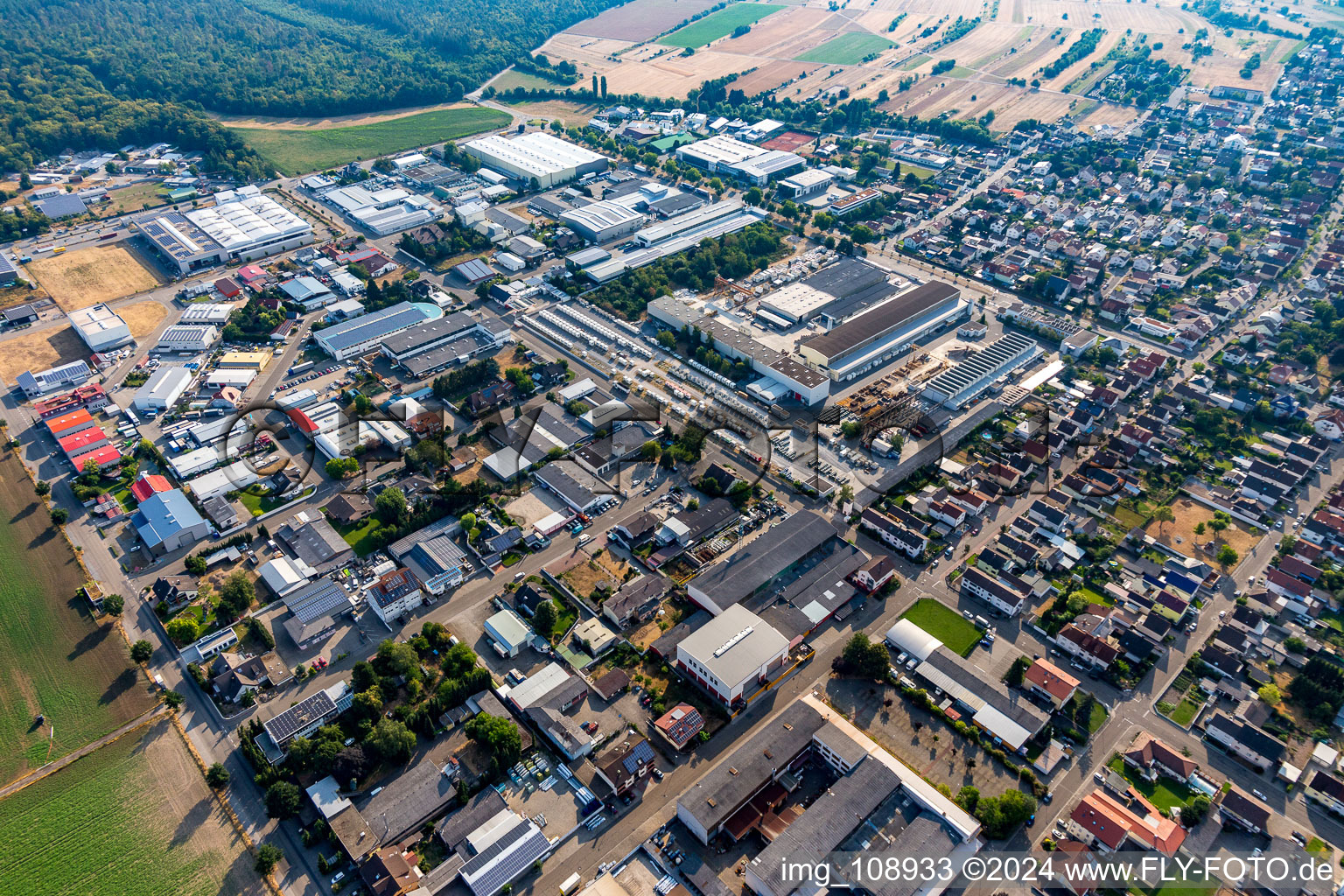 Commercial area in the district Kirrlach in Waghäusel in the state Baden-Wuerttemberg, Germany