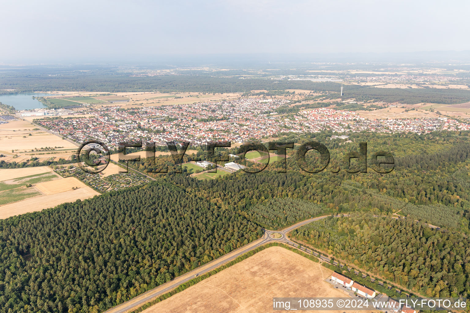 Aerial view of District Wiesental in Waghäusel in the state Baden-Wuerttemberg, Germany