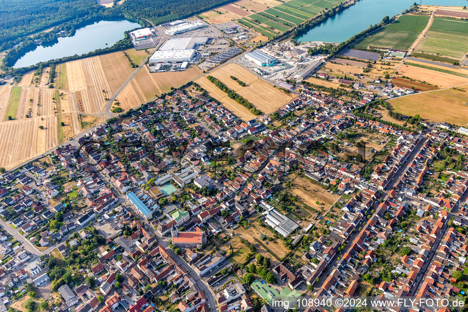 Aerial photograpy of District Wiesental in Waghäusel in the state Baden-Wuerttemberg, Germany