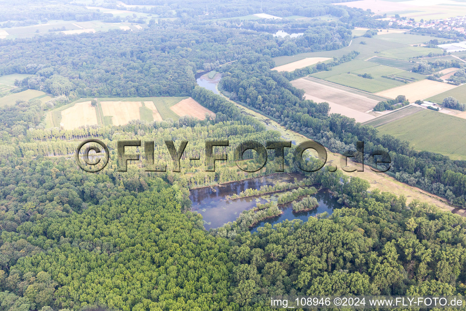 District Sondernheim in Germersheim in the state Rhineland-Palatinate, Germany from the plane