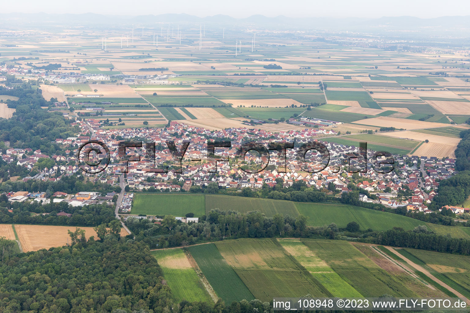 Hördt in the state Rhineland-Palatinate, Germany seen from a drone