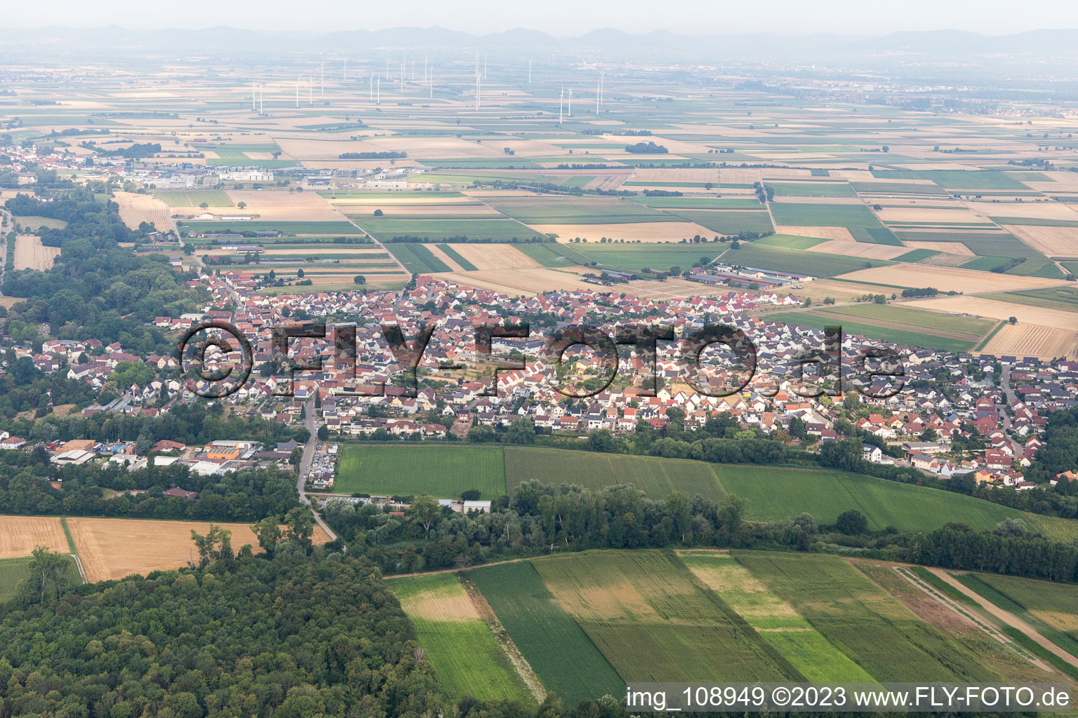 Aerial view of Hördt in the state Rhineland-Palatinate, Germany