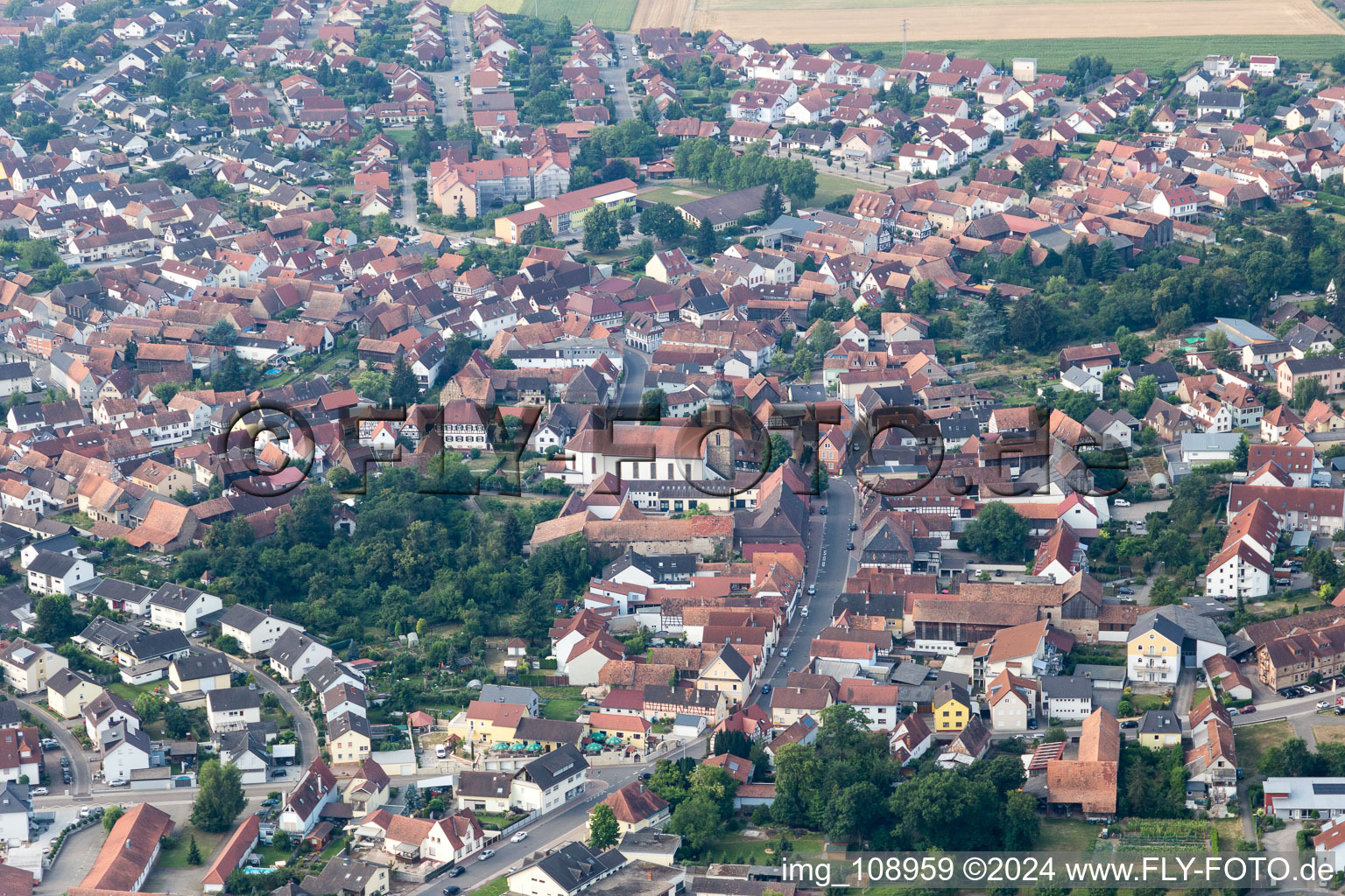 Aerial view of Rheinzabern in the state Rhineland-Palatinate, Germany