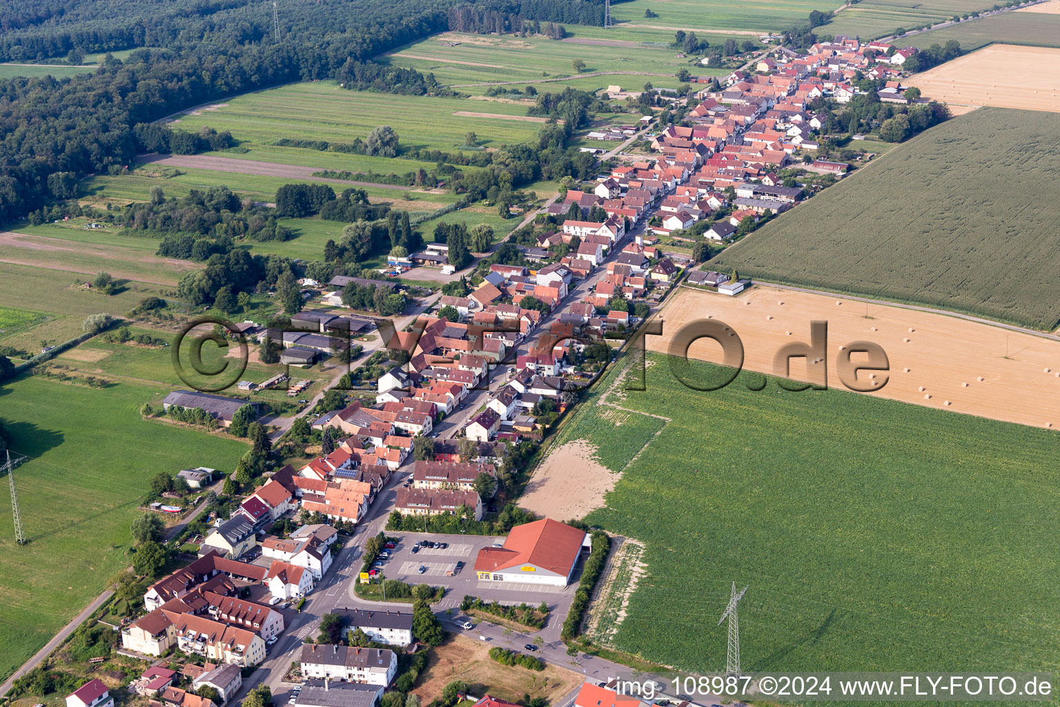 Saarstr in Kandel in the state Rhineland-Palatinate, Germany seen from a drone