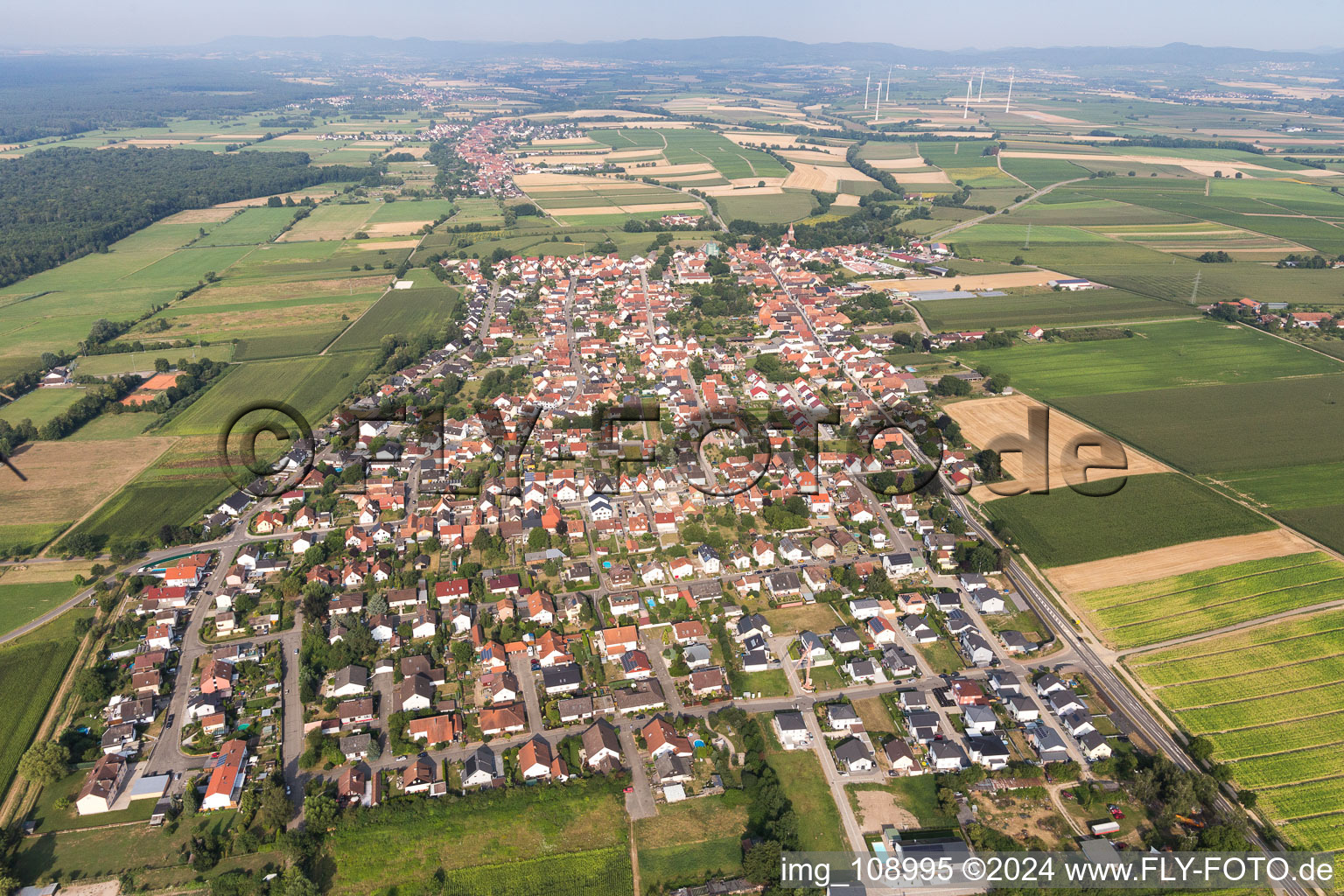 Minfeld in the state Rhineland-Palatinate, Germany from the plane