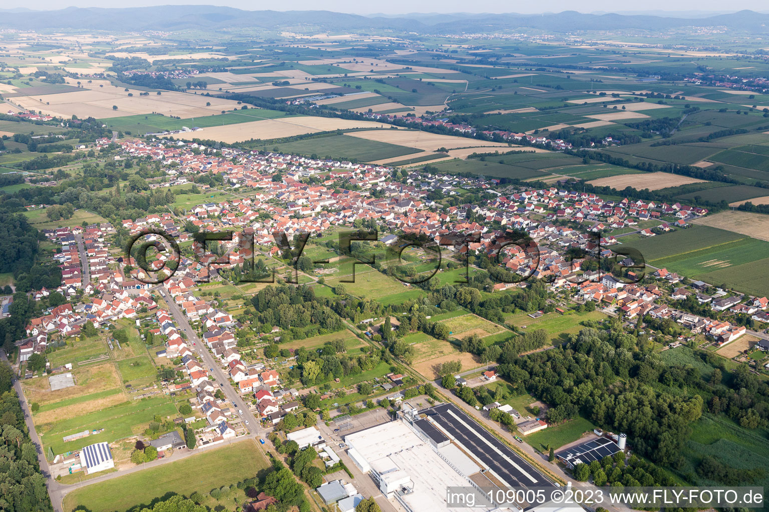 District Schaidt in Wörth am Rhein in the state Rhineland-Palatinate, Germany viewn from the air