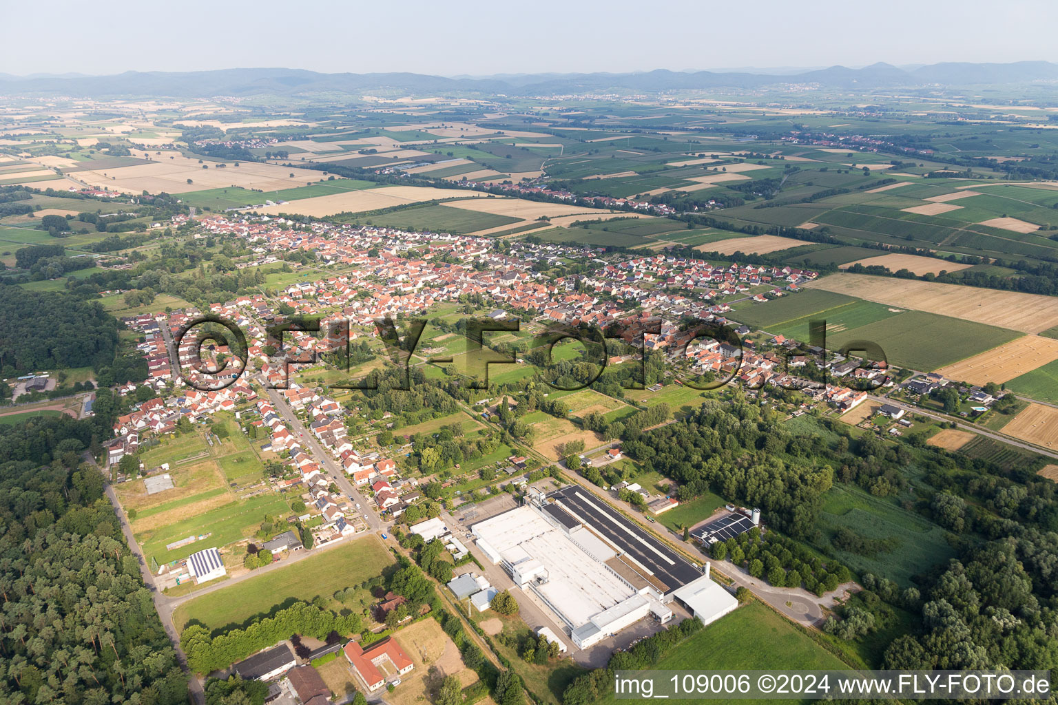 Drone recording of District Schaidt in Wörth am Rhein in the state Rhineland-Palatinate, Germany