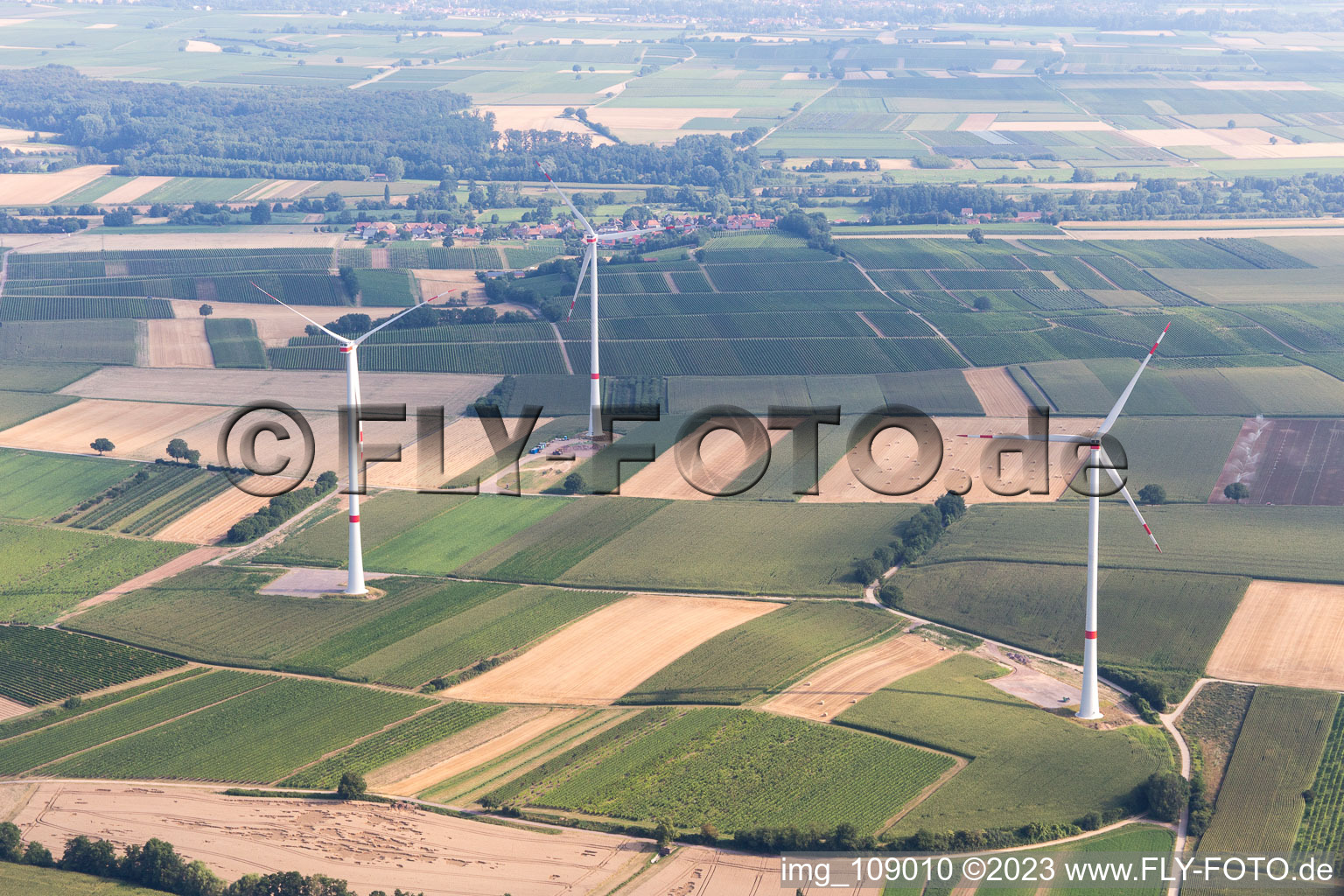 Wind farm in Freckenfeld in the state Rhineland-Palatinate, Germany