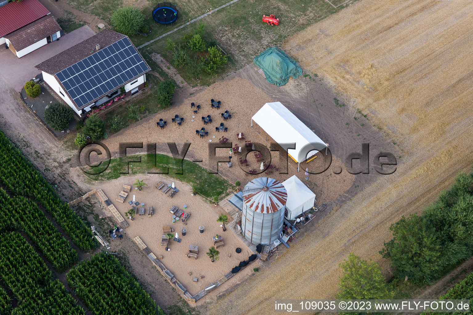 Drone recording of Corn maze at Seehof in Steinweiler in the state Rhineland-Palatinate, Germany