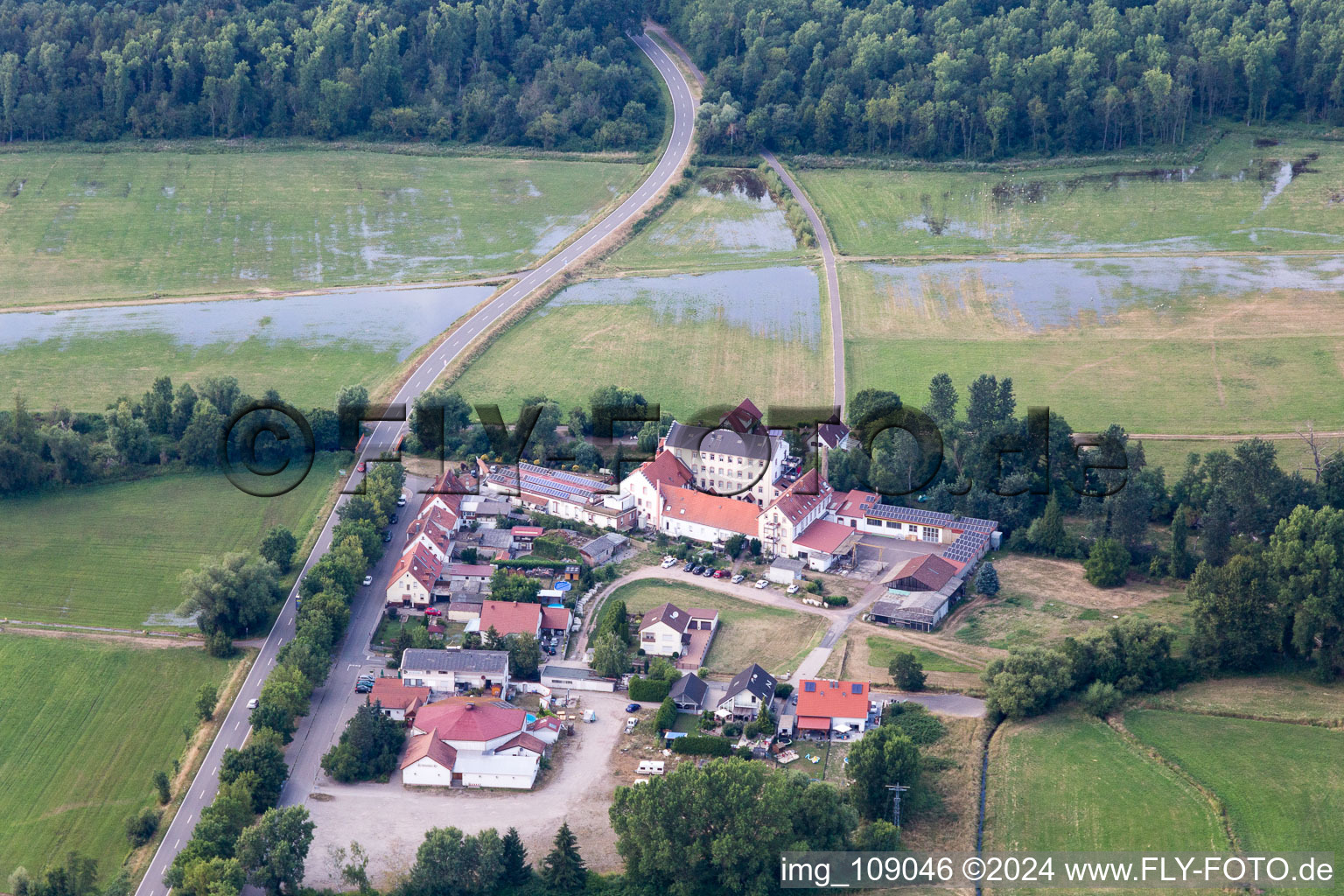 District Offenbach in Offenbach an der Queich in the state Rhineland-Palatinate, Germany viewn from the air