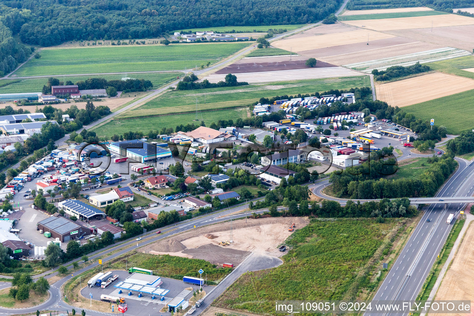 Schwegenheim in the state Rhineland-Palatinate, Germany from the plane