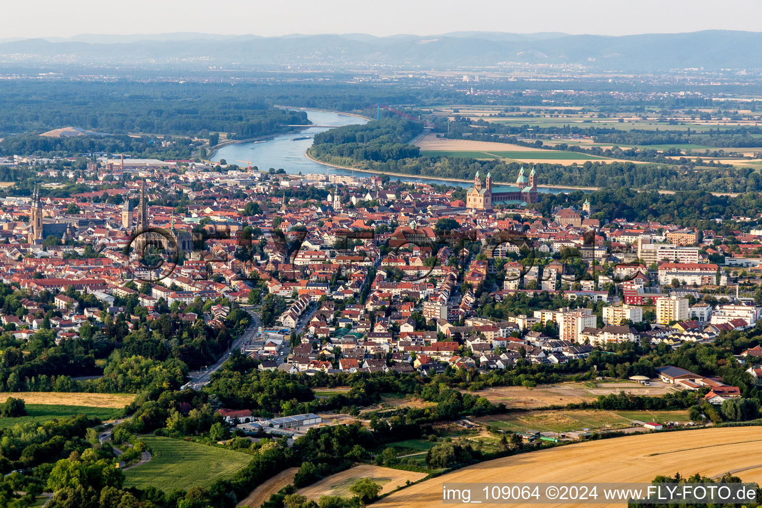 Speyer in the state Rhineland-Palatinate, Germany seen from above