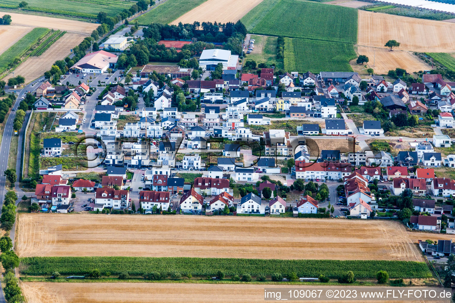 New development area on Römerberg in the district Heiligenstein in Römerberg in the state Rhineland-Palatinate, Germany out of the air