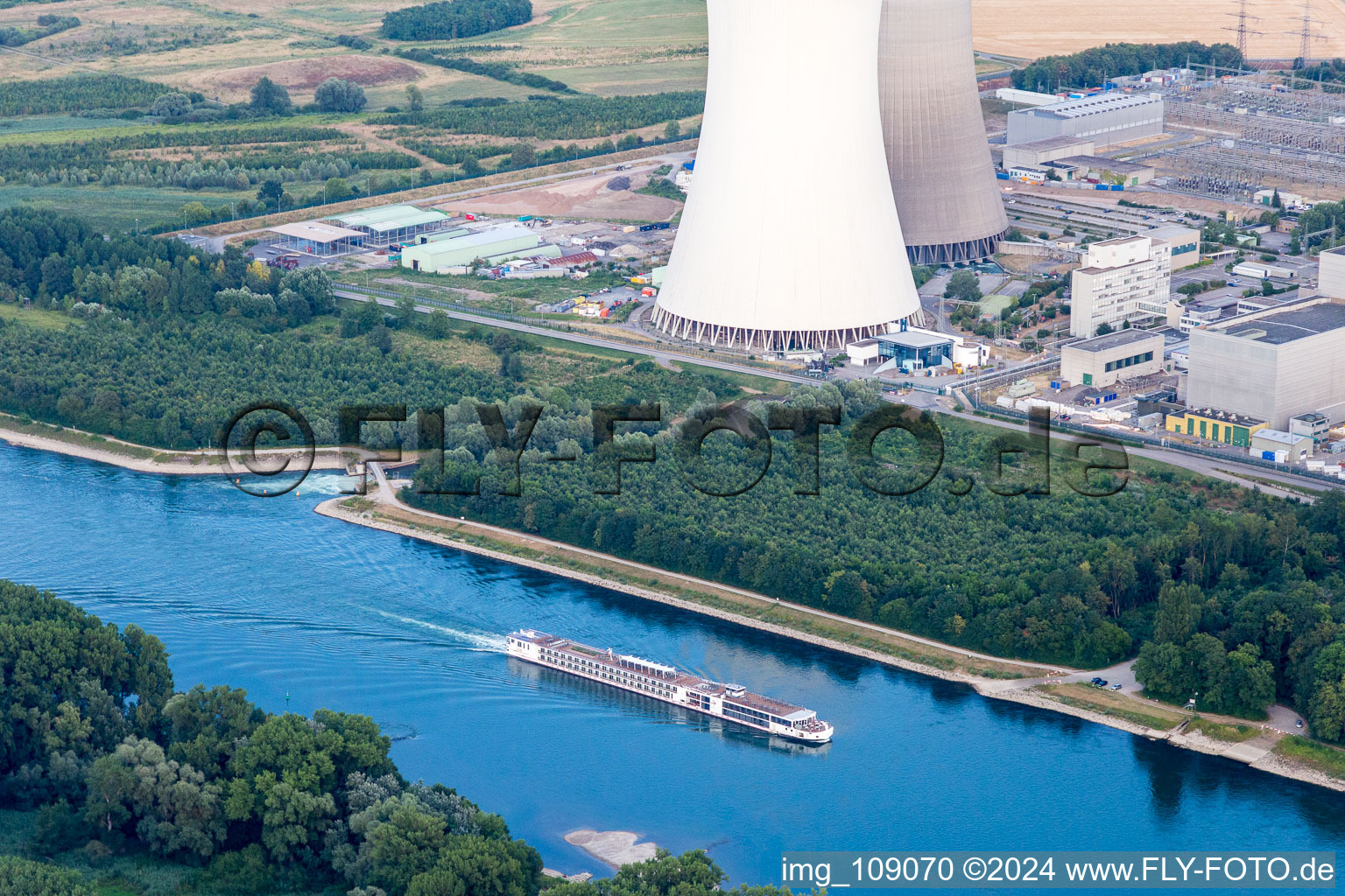 Oblique view of Nuclear power plant in Philippsburg in the state Baden-Wuerttemberg, Germany