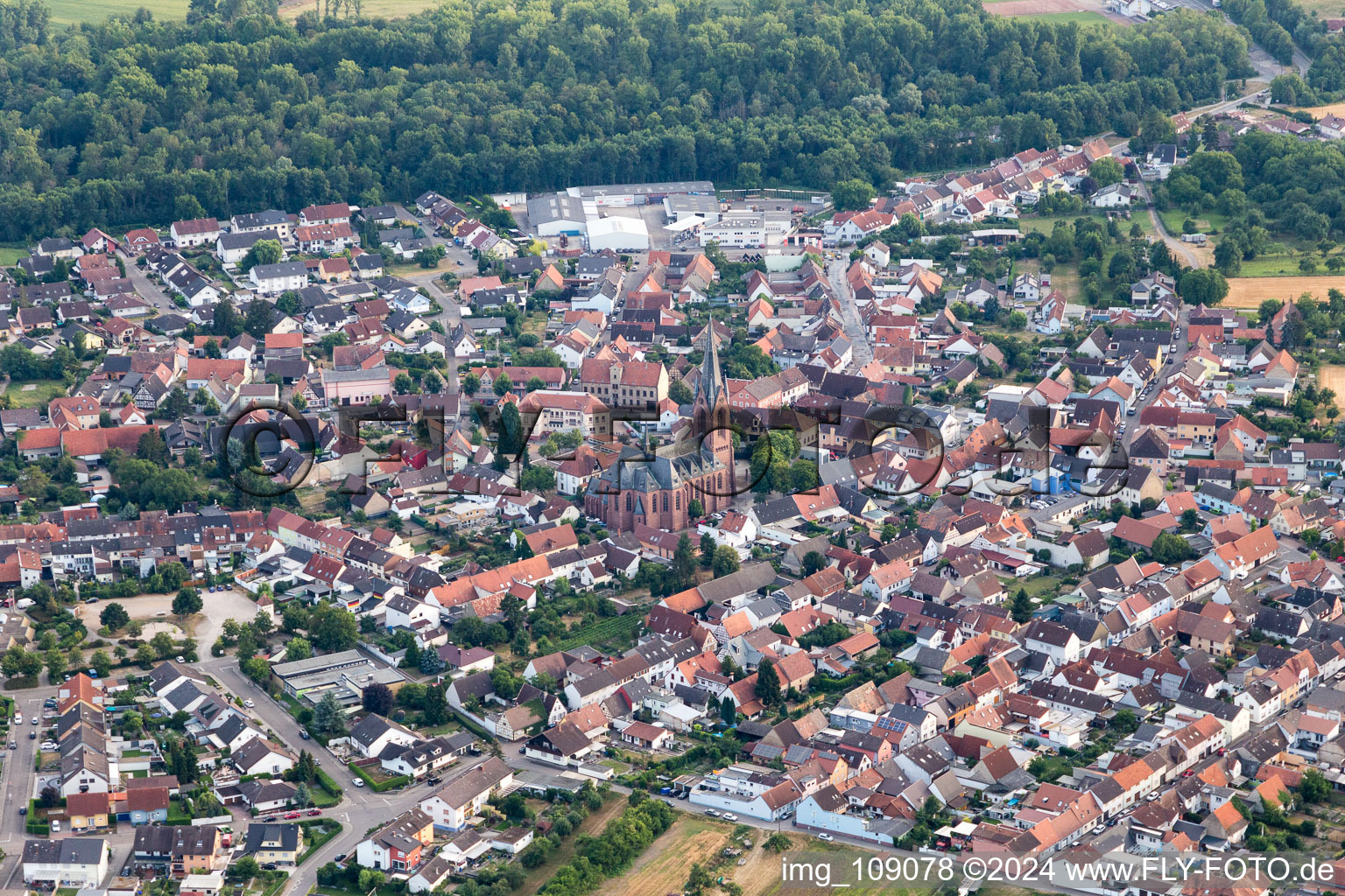 St. Vitus from the northwest in the district Rheinsheim in Philippsburg in the state Baden-Wuerttemberg, Germany