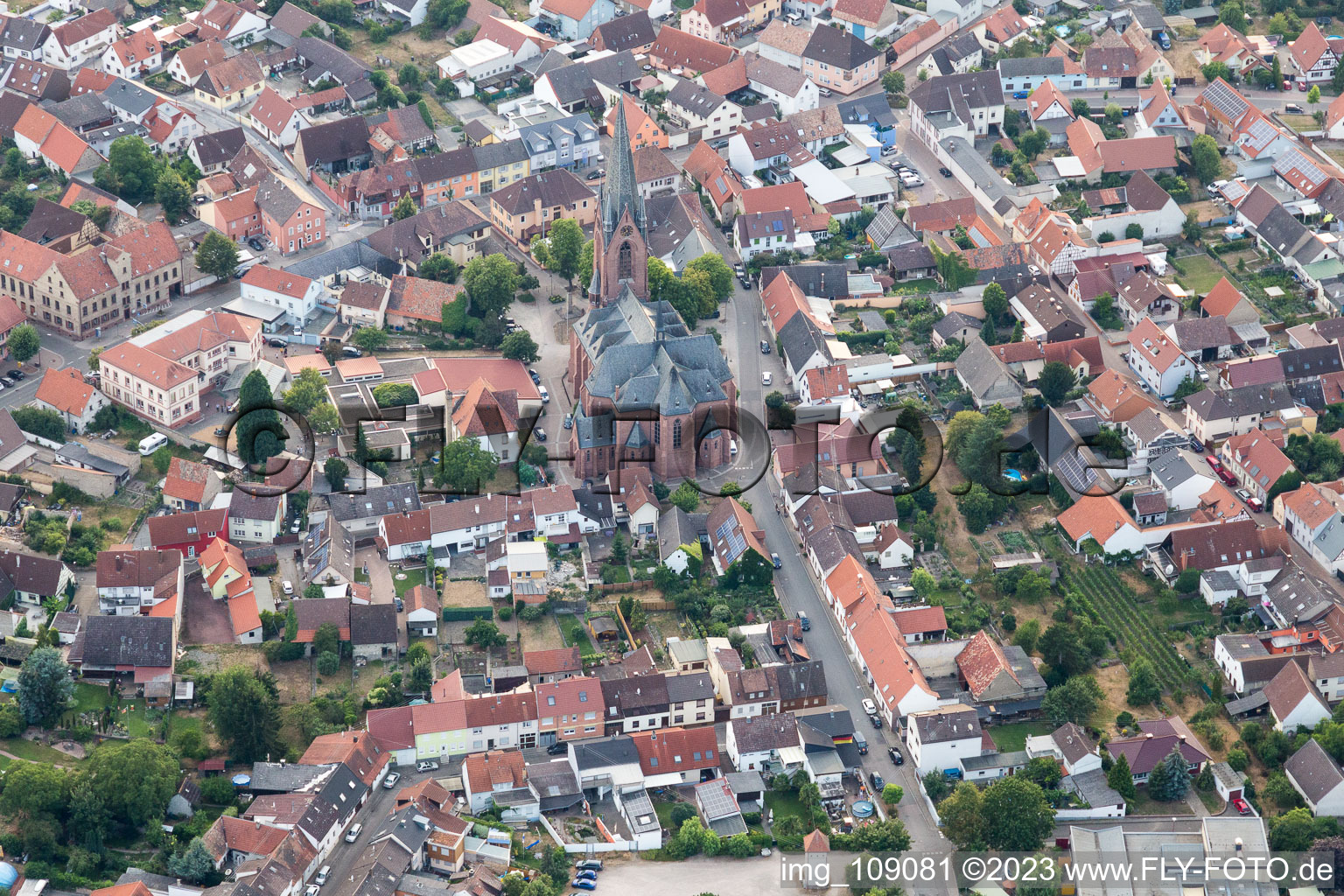 St. Vitus from the west in the district Rheinsheim in Philippsburg in the state Baden-Wuerttemberg, Germany
